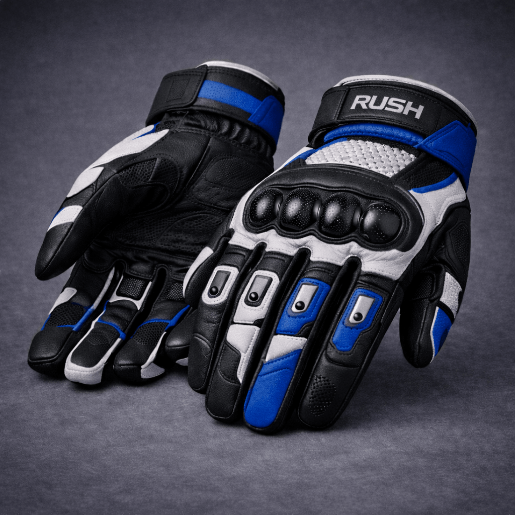 track shield racing blue gloves