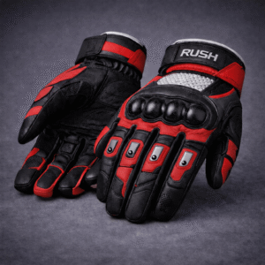 track shield racing red gloves