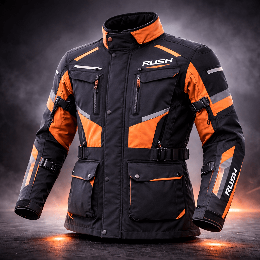 griffin textile long motorcycle jacket orange