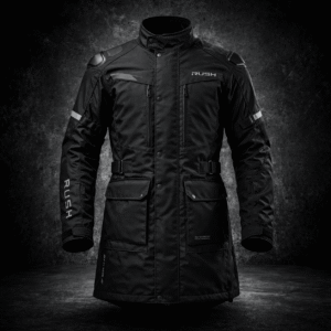 harlow textile long motorcycle jacket