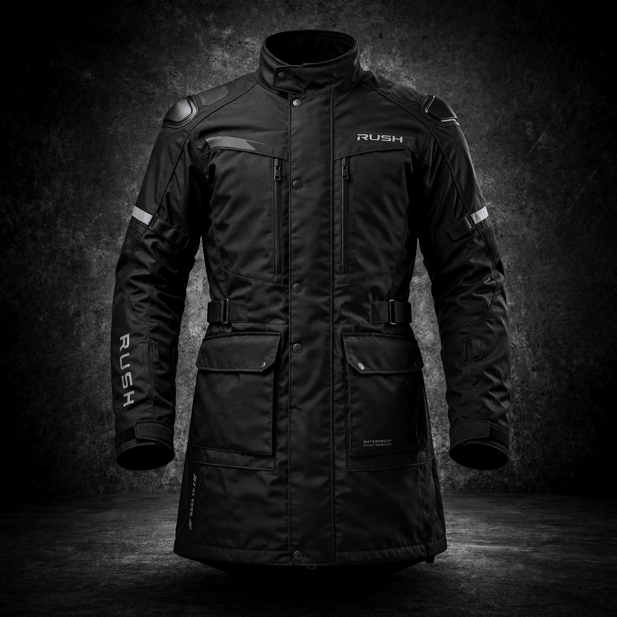 harlow textile long motorcycle jacket