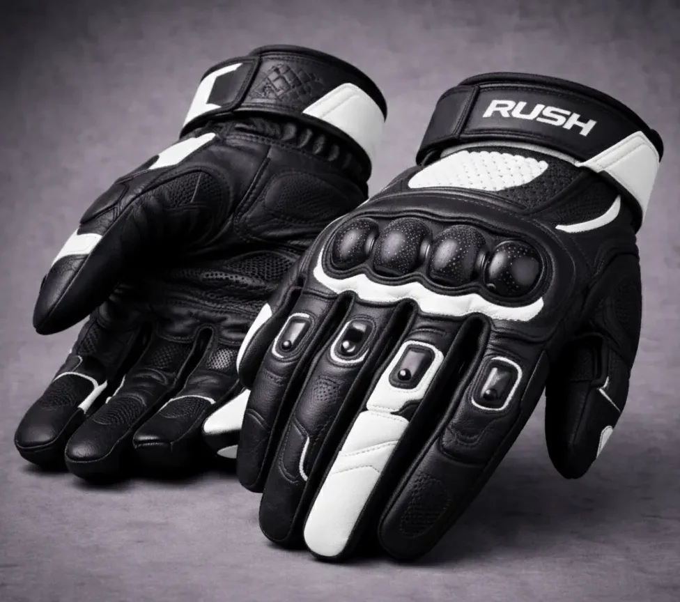 quantum pro racing gloves black and white rush