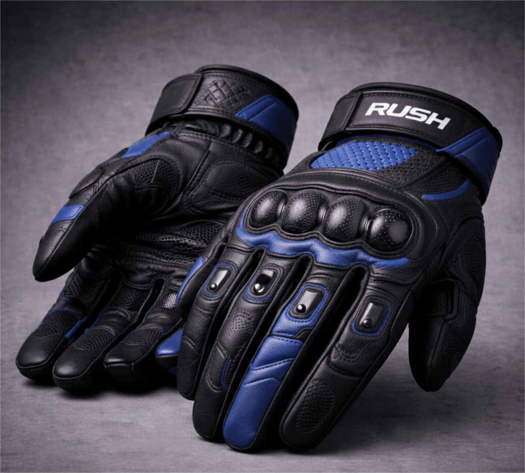 quantum pro racing gloves black blue rush