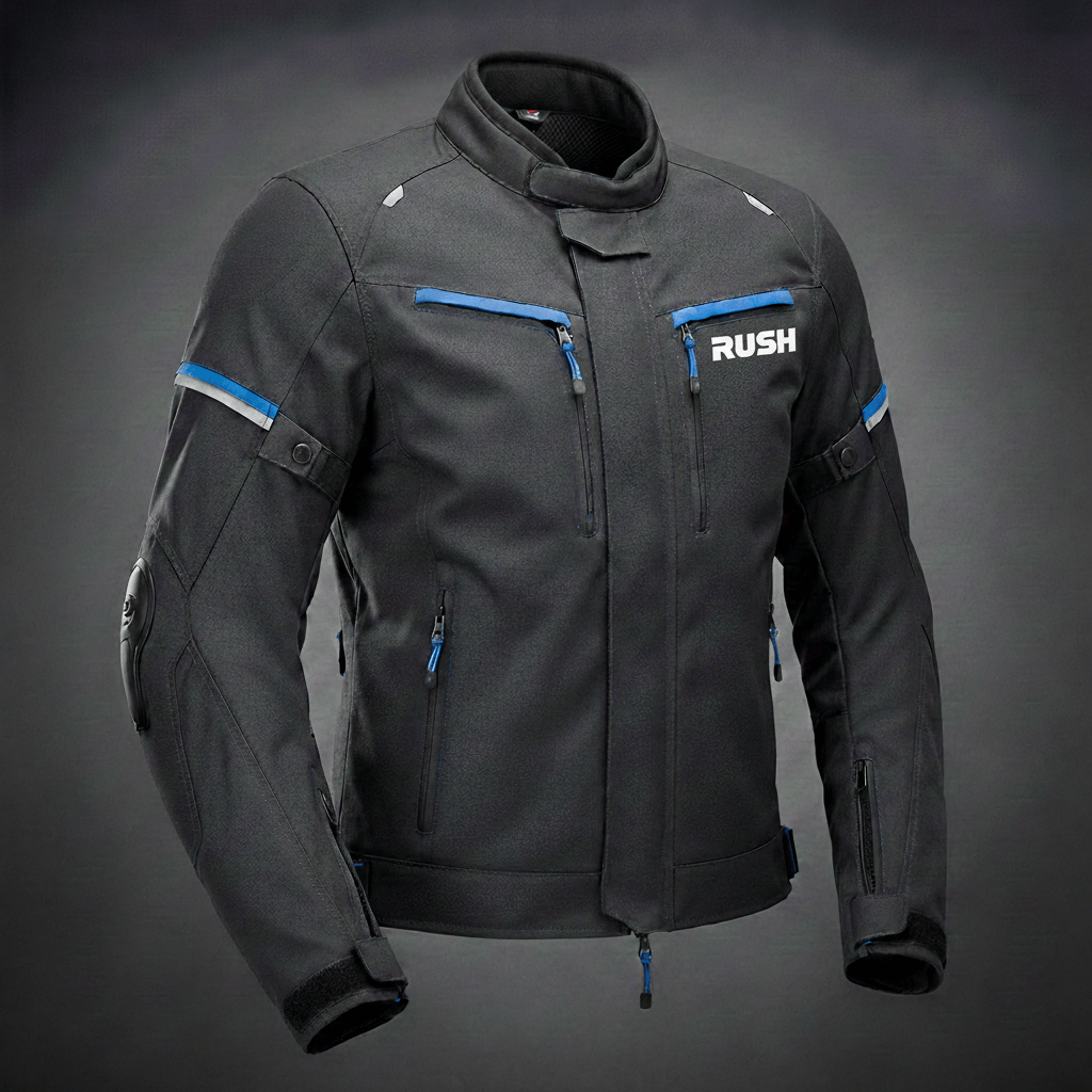 rush moto elric textile short motorcycle jacket black