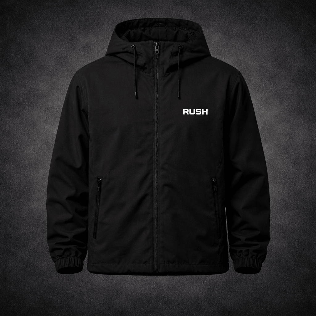 rush lightweight windbreaker black jacket