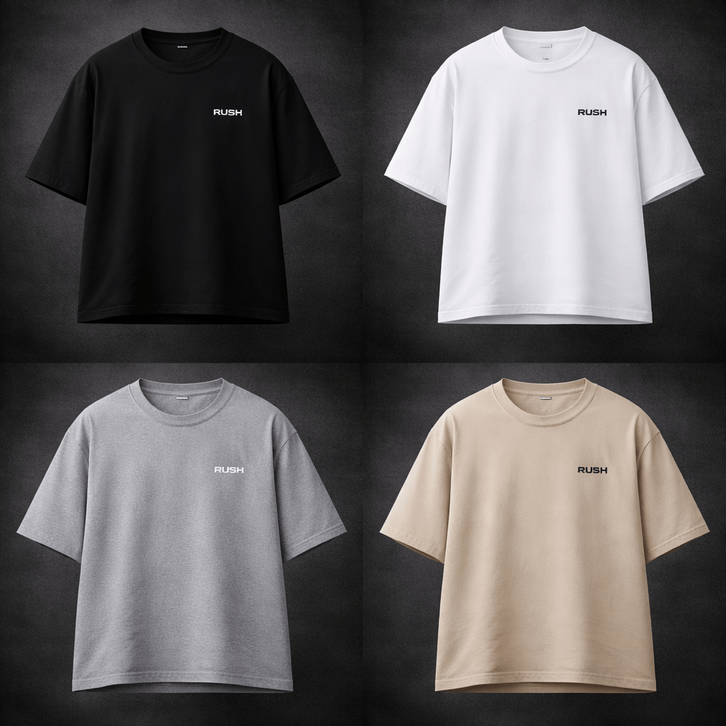 rush oversized black white sky light tshirt