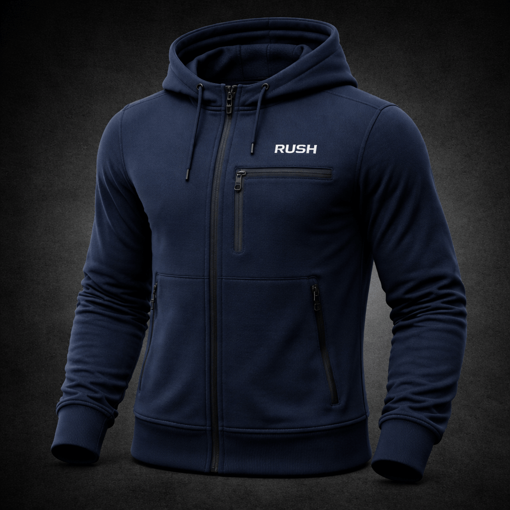 rush urban tech navy blue hoodie