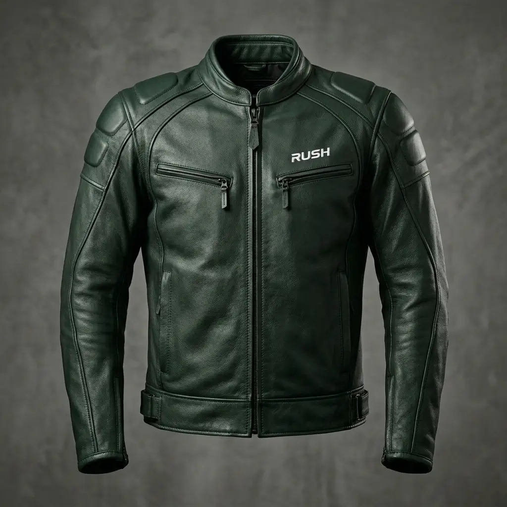 apexride performance leather motorcycle jacket olive green