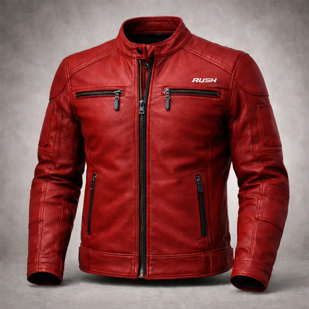 ironclad protective leather motorcycle jacket red