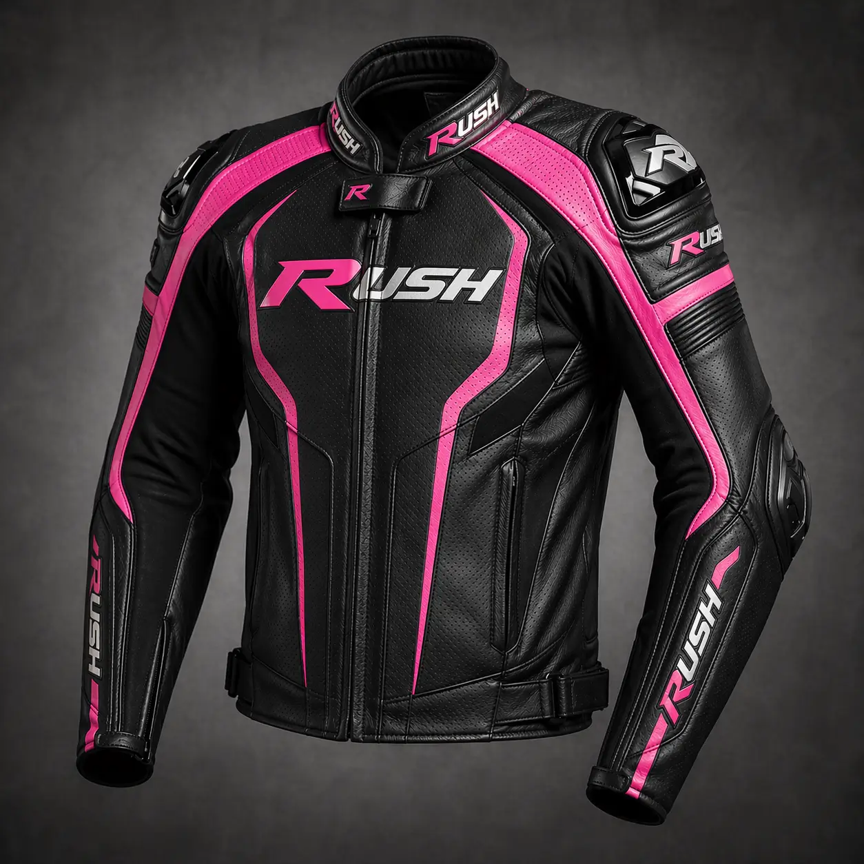 speedcore racing leather motorcycle jacket pink rush