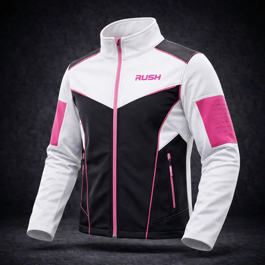 velocity softshell motorcycle jacket black white pink rush